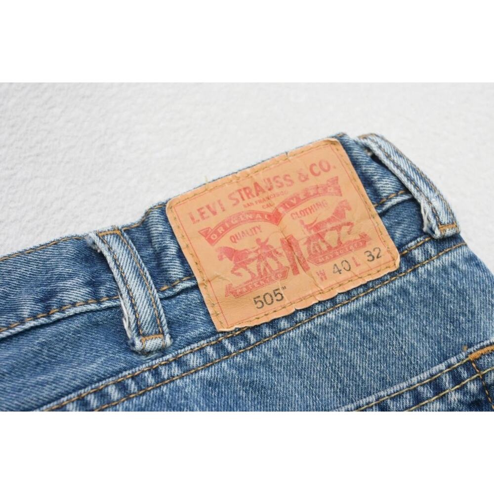 Levi's 505 Regular Fit Straight Rugged Denim Blue‎ Jeans Mens Sz 40 x 32